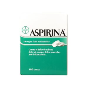 Aspirina Adulto 500 mg – 100 tabletas Alivio eficaz del dolor y la inflamación