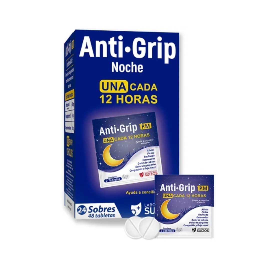 Antigrip-Pm 24 Sachets of 2 Tablets for Cold Relief