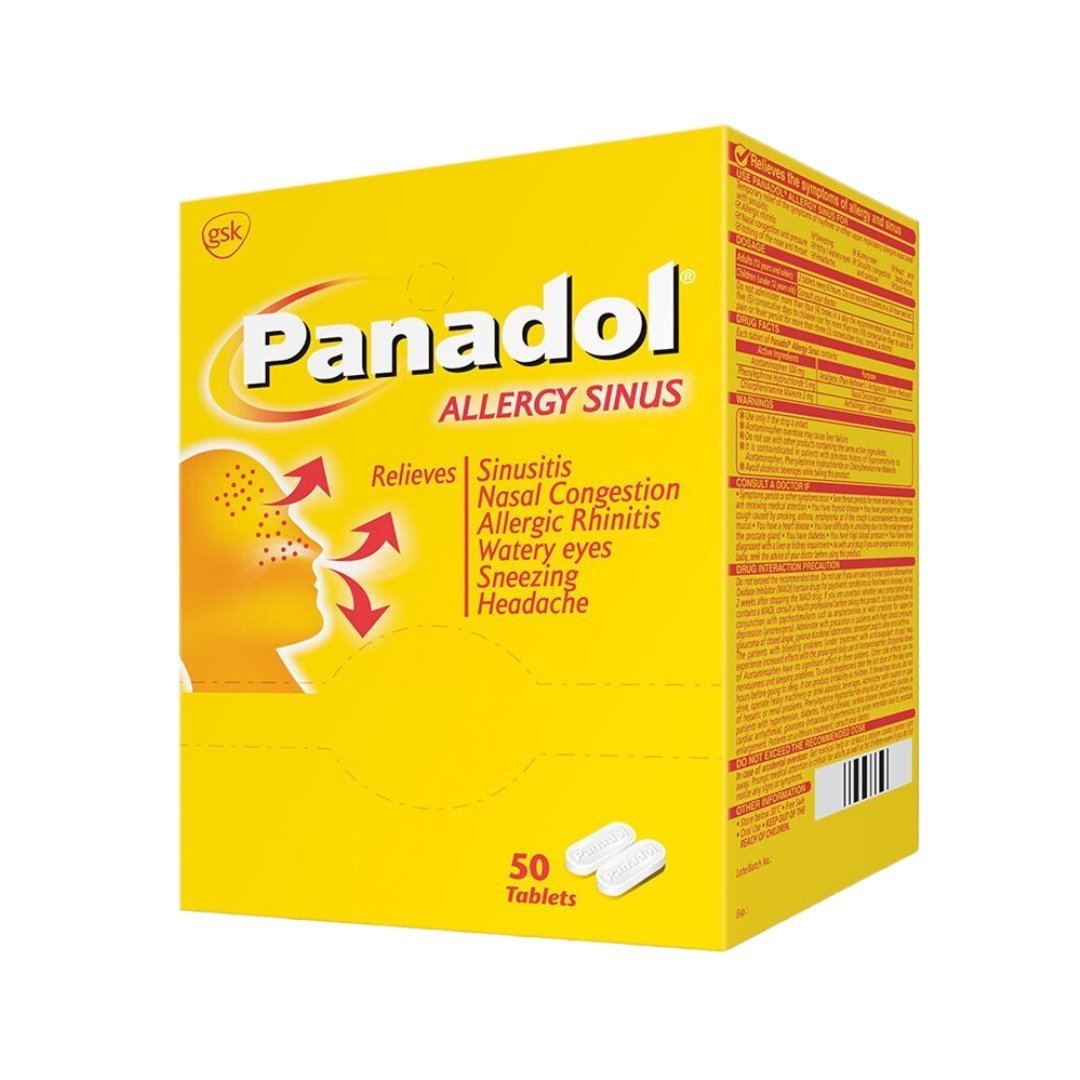 PANADOL SINUS TABLETS | 25 PACKETS OF 2 TABLETS EACH